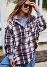Load image into Gallery viewer, Pink/Grey Vintage Flannel Check Hooded Sweat - Hammill &amp; Co