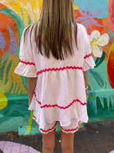Load image into Gallery viewer, White/Pink Baret Butterfly Sleeve Top & Shorts Set