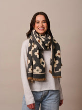 Load image into Gallery viewer, Grey Flower Scarf