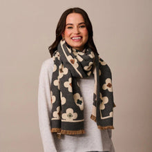 Load image into Gallery viewer, Grey Flower Scarf
