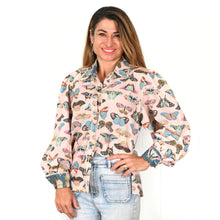 Load image into Gallery viewer, "Scarlett" Top in Emerge Pink Butterfly Print - Palm Cove