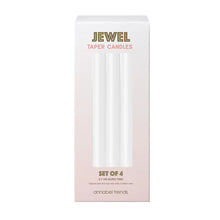 Load image into Gallery viewer, White Jewel Taper Candles 4pk
