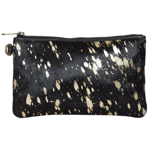 Toronto Cowhide Clutch - Black and Gold Foil Leather