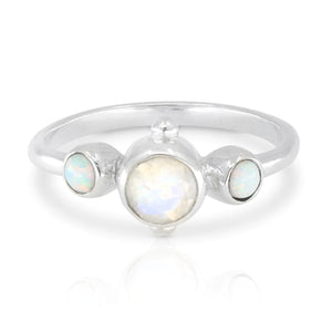 Cora Moonstone And Opal Silver Ring
