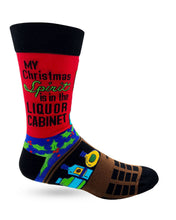 Load image into Gallery viewer, 'My Christmas Spirit is in the Liquor Cabinet' Men's Crew Socks