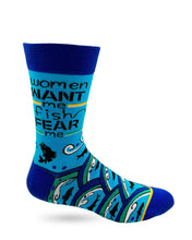 Load image into Gallery viewer, 'Women Want Me, Fish Fear Me' Men's Crew Socks