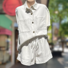 Load image into Gallery viewer, White Denim Shirt &amp; Short Set - By Frankie