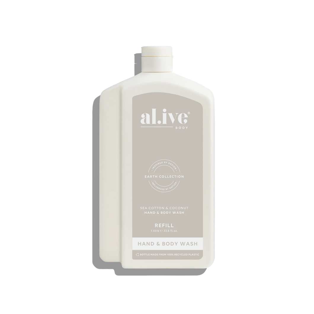 Sea Cotton & Coconut 1L Wash Refill - al.ive body