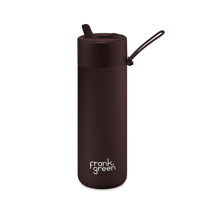 Chocolate Ceramic Reusable Bottle 20oz/595ml with Flip Straw Lid - Frank Green