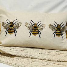 Load image into Gallery viewer, Embroidered Bee Cushion