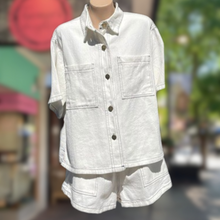 Load image into Gallery viewer, White Denim Shirt &amp; Short Set - By Frankie