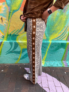 Brown Star Leopard Denim Racer Pants - By Frankie