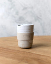 Load image into Gallery viewer, White Speckle 350ml Travel Mug / The Wanderer - Robert Gordon