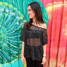 Load image into Gallery viewer, Black Off Shoulder Sequin Top - By Frankie