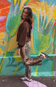 Brown Heart Dark Leopard Racer Pant - By Frankie