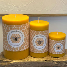 Load image into Gallery viewer, Sweet Bee Medium Pillar 100% Pure Beeswax Candle