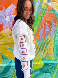 White Wandering Hearts Sweater - By Frankie
