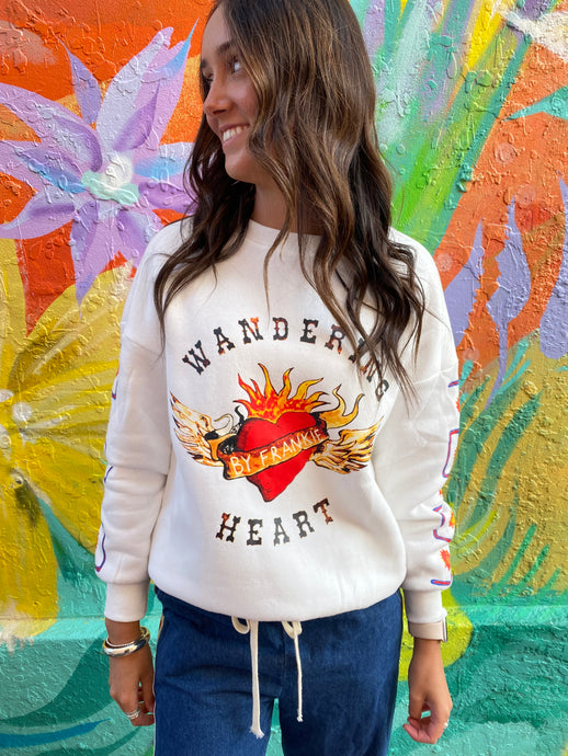 White Wandering Hearts Sweater - By Frankie