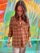Load image into Gallery viewer, Brown Flannel Flaming Cowgirl Shirt - By Frankie
