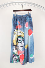 Load image into Gallery viewer, Wide Leg Denim Look Pants with Face Print