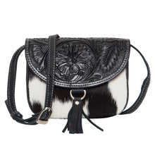 Load image into Gallery viewer, Black &amp; White Haiti Cowhide Small Flap Bag