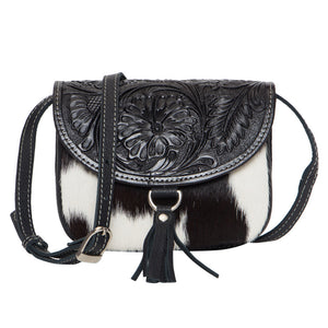 Black & White Haiti Cowhide Small Flap Bag