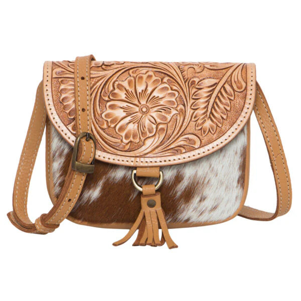 Tan & White Haiti Cowhide Small Flap Bag