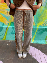 Load image into Gallery viewer, Brown Star Leopard Denim Racer Pants - By Frankie