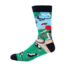 Load image into Gallery viewer, 'A Leisurely Cycle' Magpie Swooping Socks - Mens