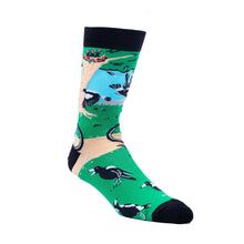 Load image into Gallery viewer, 'A Leisurely Cycle' Magpie Swooping Socks - Mens
