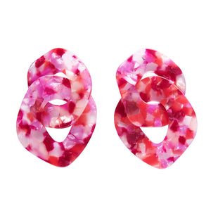 Statement Tort Chunky Chain Earrings - Pink - Erstwilder x Iris Apfel