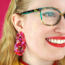 Load image into Gallery viewer, Statement Tort Chunky Chain Earrings - Pink - Erstwilder x Iris Apfel
