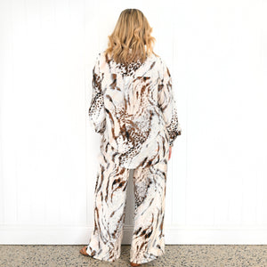 "Adriana" Top in Snow Leopard Print