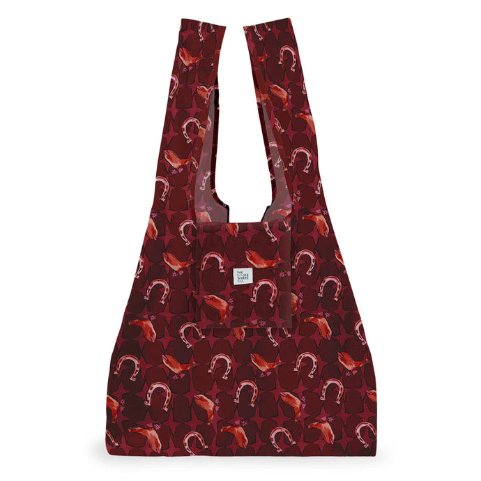 Reusable bag with horse pattern on a white background