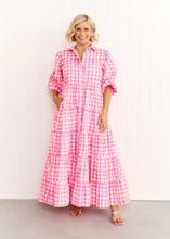 Load image into Gallery viewer, Pastel Pink/Orange Gingham Alice Dress