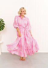 Load image into Gallery viewer, Pastel Pink/Orange Gingham Alice Dress