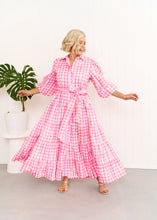 Load image into Gallery viewer, Pastel Pink/Orange Gingham Alice Dress