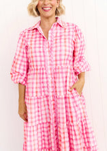 Load image into Gallery viewer, Pastel Pink/Orange Gingham Alice Dress