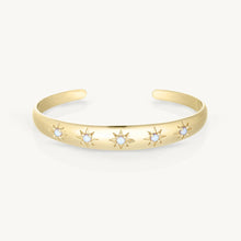 Load image into Gallery viewer, Gold bracelet with star designs on a white background