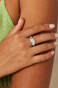 Alina Opal Silver Band Ring - ToniMay