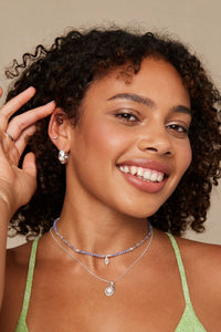 Alina Opal Silver Hoops - ToniMay