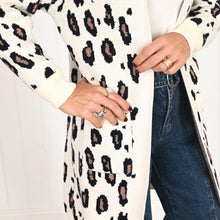 Load image into Gallery viewer, &quot;Amanda&quot; Winter White &amp; Leopard Print Longline Cardigan - Love Lola