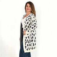 Load image into Gallery viewer, &quot;Amanda&quot; Winter White &amp; Leopard Print Longline Cardigan - Love Lola