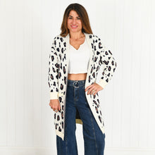 Load image into Gallery viewer, &quot;Amanda&quot; Winter White &amp; Leopard Print Longline Cardigan - Love Lola