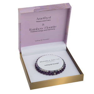 Amethyst & Rainbow Fluorite Twin Elegance Bracelet