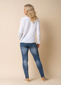 White Angerona Linen Blend Top