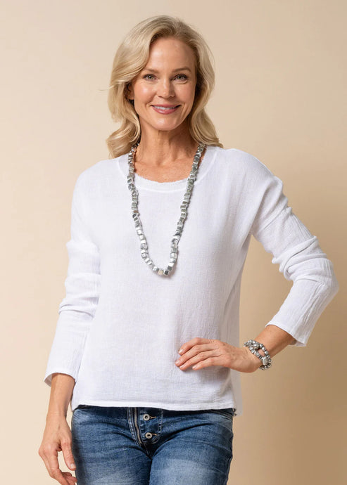 White Angerona Linen Blend Top