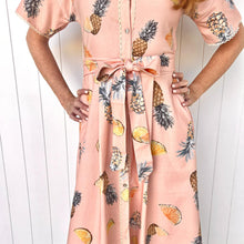 Load image into Gallery viewer, &quot;Willow&quot; Maxi Dress in Cut Pink Pineapple Print