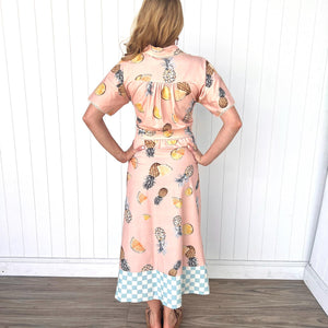 "Willow" Maxi Dress in Cut Pink Pineapple Print