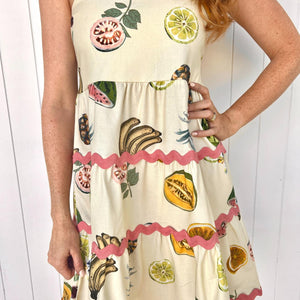 "Olivia" Mini Dress in Pina Colada Print - Palm Cove